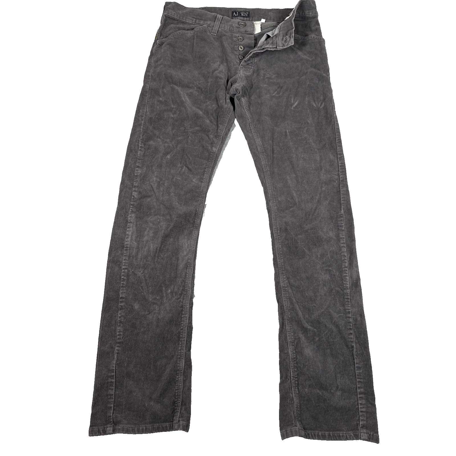 Armani Jeans Y2k Men's Corduroy Straight Leg Button Fly Pants Green Size 34x32